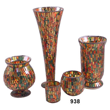 Mosaic Candleholder And Vases